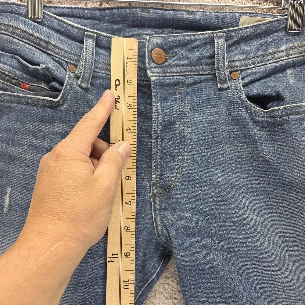 Diesel Jeans Mens 28x30 Blue Sleenker Slim Skinny Button Fly Stretch Denim 084UI